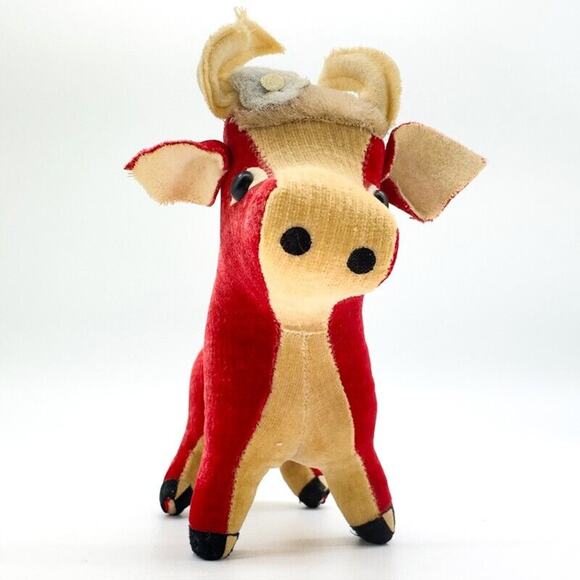 Dream Pets Red Bull/Cow/Ox 1960s R. Dakin & Co. Scarce Plush Stuffed Animal - Picture 8 of 13